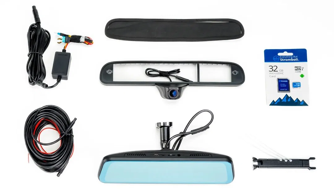 FVMR-1180 – BRAND MOTION Backup Camera, Under Center High Mount Stop Light 9.66 Inch Screen Anti Glare Tempered Glass...